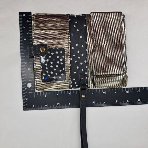 Juicy Couture Tech Wallet Wristlet Black Gold Leather - Picture 11 of 16